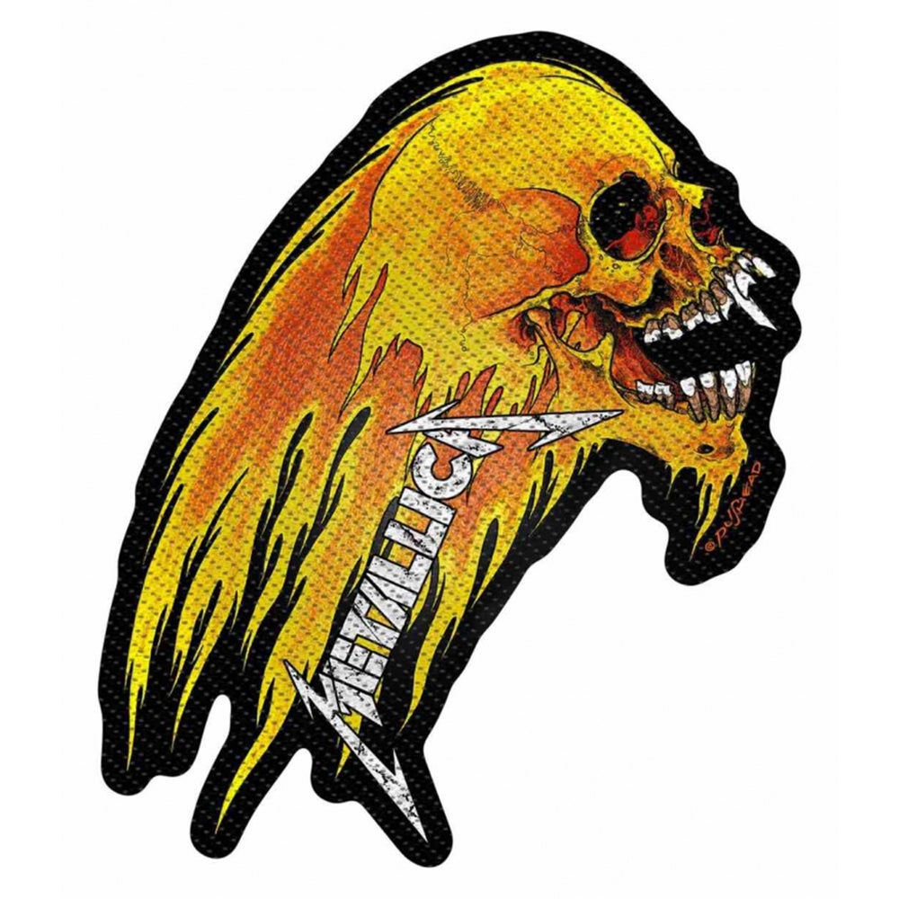 Metallica Flaming skull cut out - Kangasmerkki