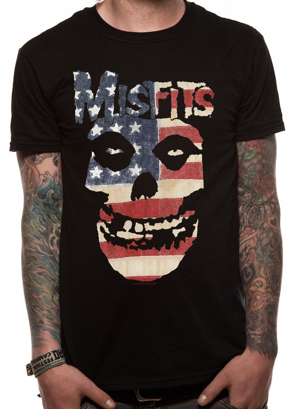 Misfits USA Skull - T-paita