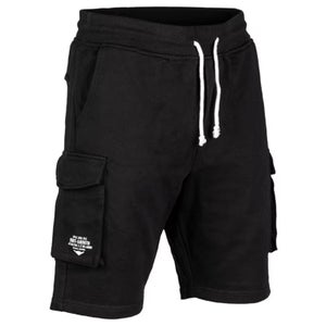 Mustat Mil-Tec US Sweatshorts -collegecargo shortsit joustavalla vy&ouml;t&auml;r&ouml;ll&auml; ja cargo-taskuilla.