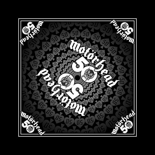 Mot&ouml;rhead 50 -bandana huivi klassisella rock-grafiikalla.