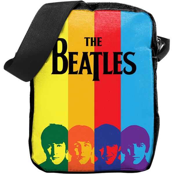 The Beatles Hard Day&rsquo;s Night -crossbody-laukku v&auml;rikk&auml;&auml;ll&auml; 60-luvun designilla