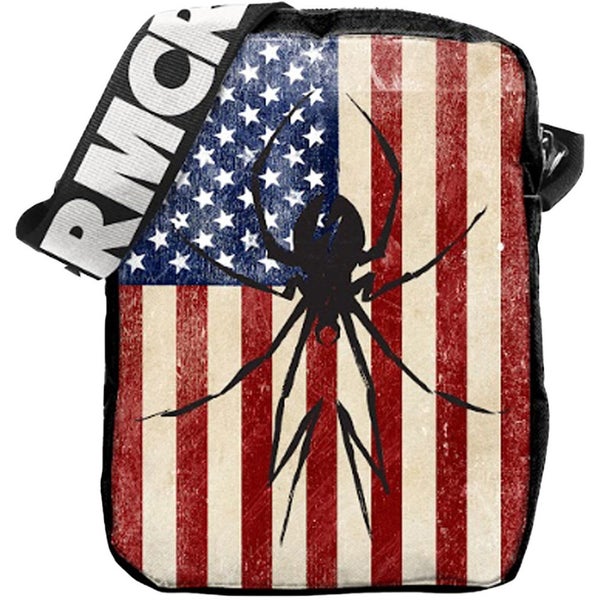 My Chemical Romance USA Spider -crossbody-laukku ikonisella h&auml;m&auml;h&auml;kkilogolla ja lippukuosilla