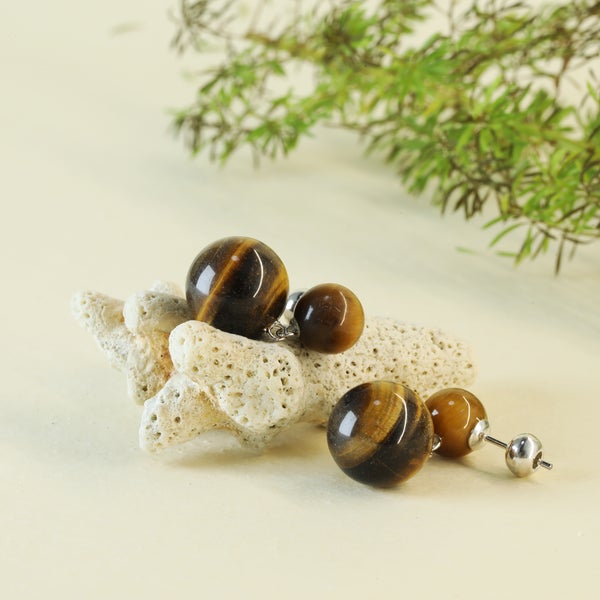 Tiikerinsilm&auml; helmikorvakorut, kaksiosainen