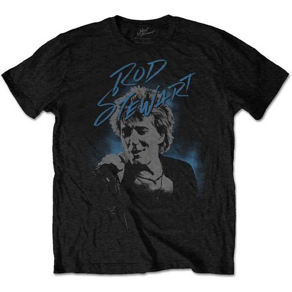 Rod Stewart T-paita mustana, Scribble Photo -design.