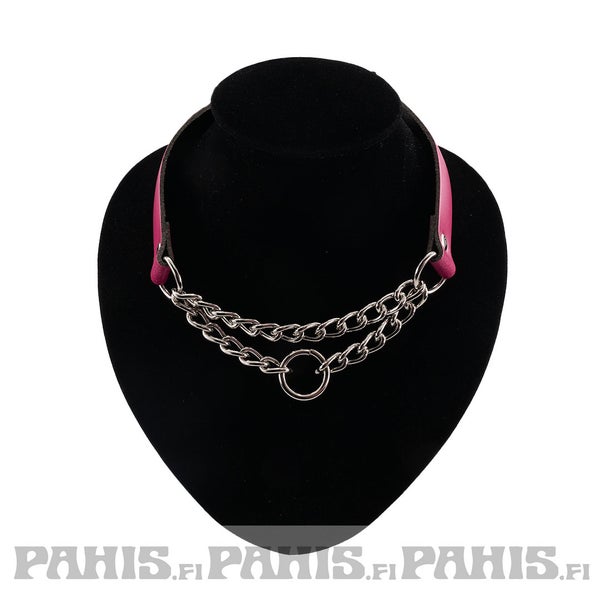 Nahkainen choker ketjulla