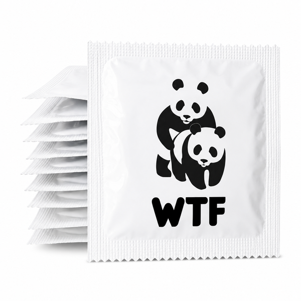 WTF -kondomi pandateemaisella designilla